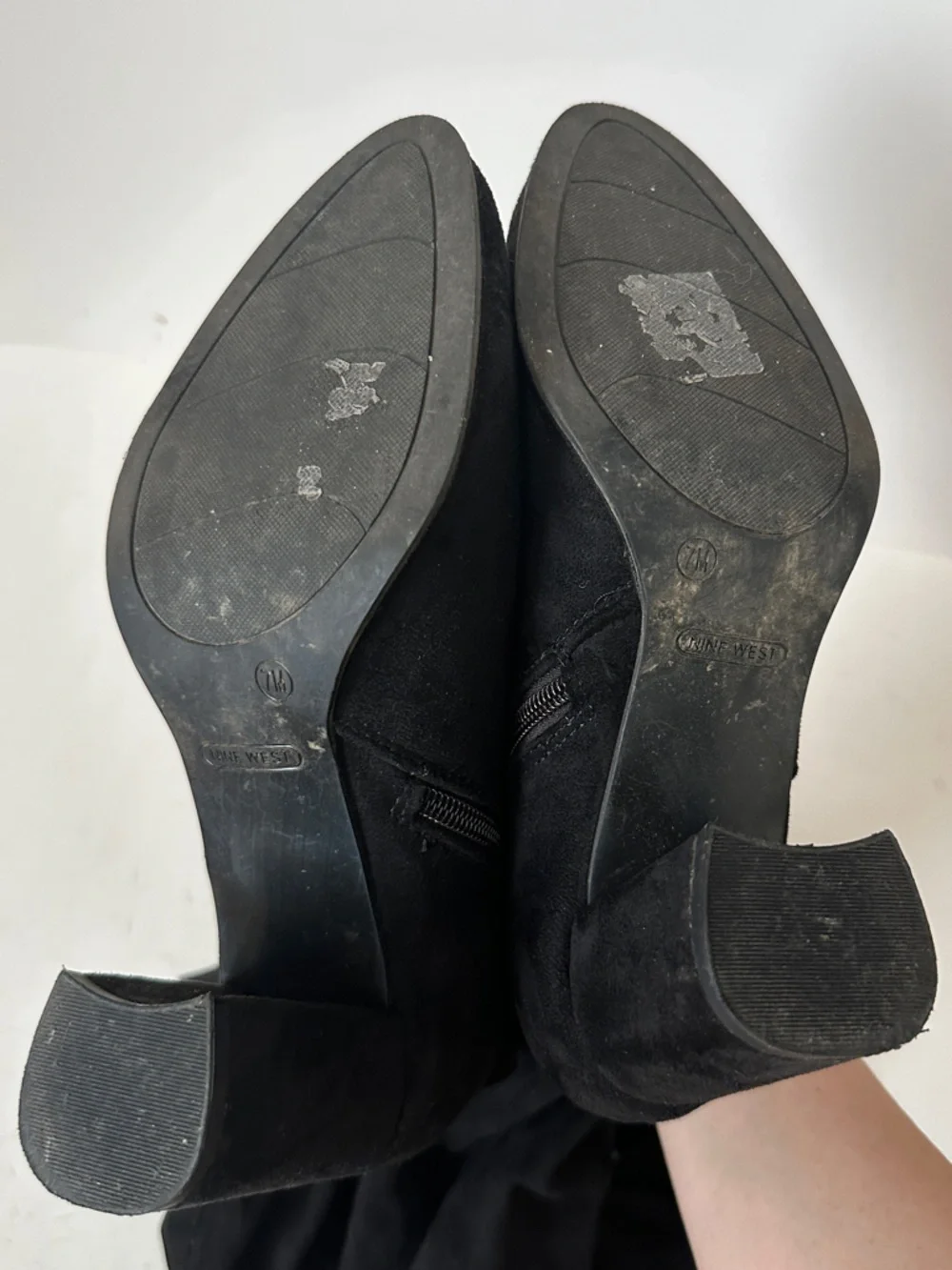 Nine West Women's Black Suede Velvet Over the Knee Block Heel Boots Size 7